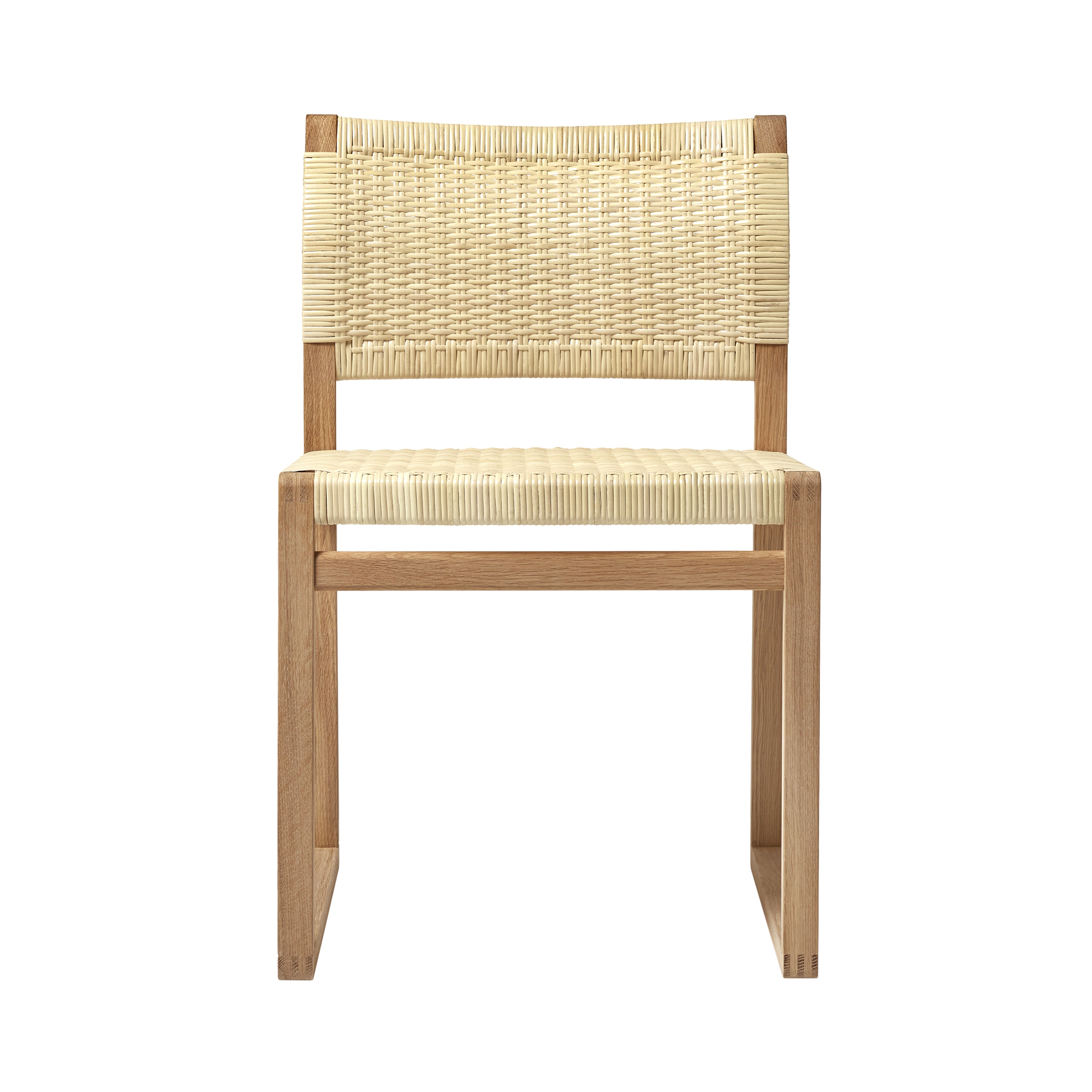 BM62 + BM61 Chair: Natural Cane Wicker + Without Arm + Oiled Oak