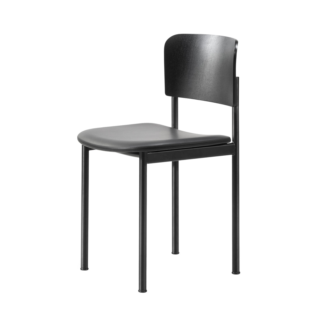 Plan Chair: Seat Upholstered + Black Ash + Black