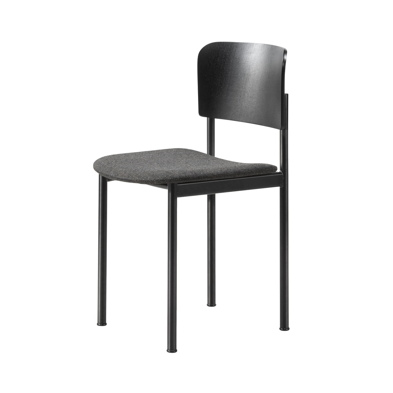 Plan Chair: Seat Upholstered + Black Ash + Black