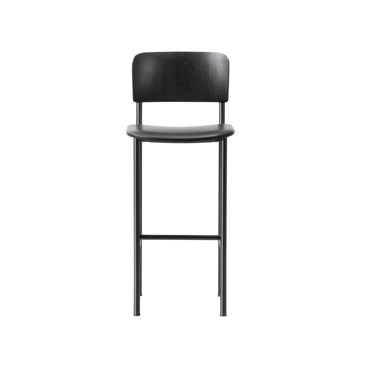 Plan Counter Stool: Seat Upholstered + Black + Black Lacquered Ash