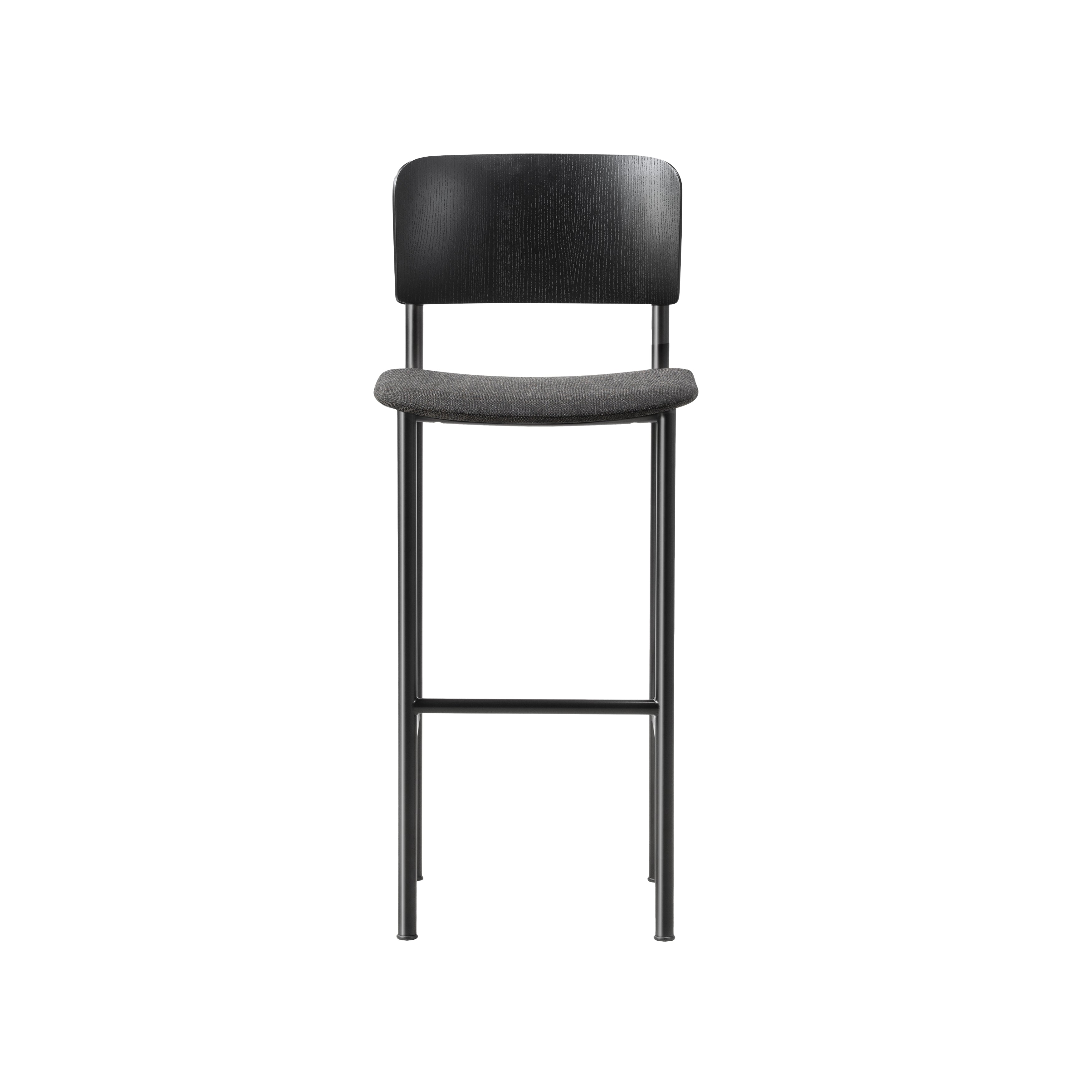 Plan Counter Stool: Seat Upholstered + Black + Black Lacquered Ash