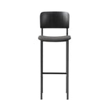 Plan Bar Stool: Seat Upholstered + Black + Black Lacquered Ash 