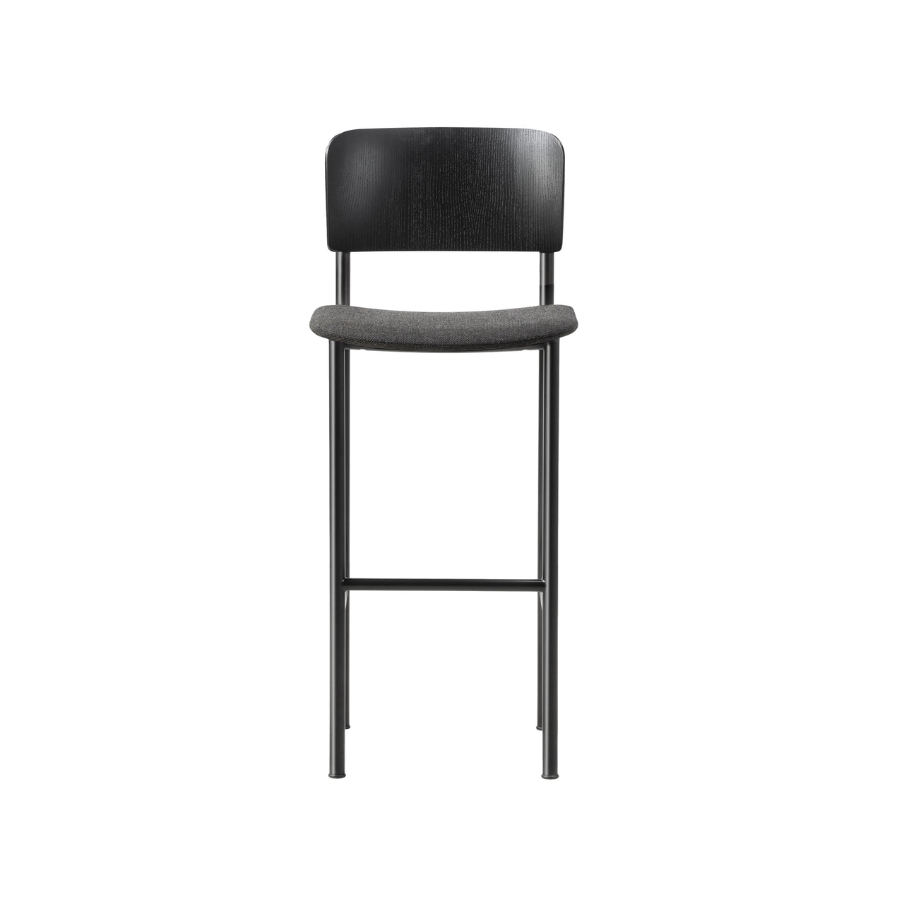 Plan Counter Stool: Seat Upholstered + Black + Black Lacquered Ash
