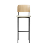 Plan Bar Stool: Seat Upholstered + Black + Lacquered Oak 
