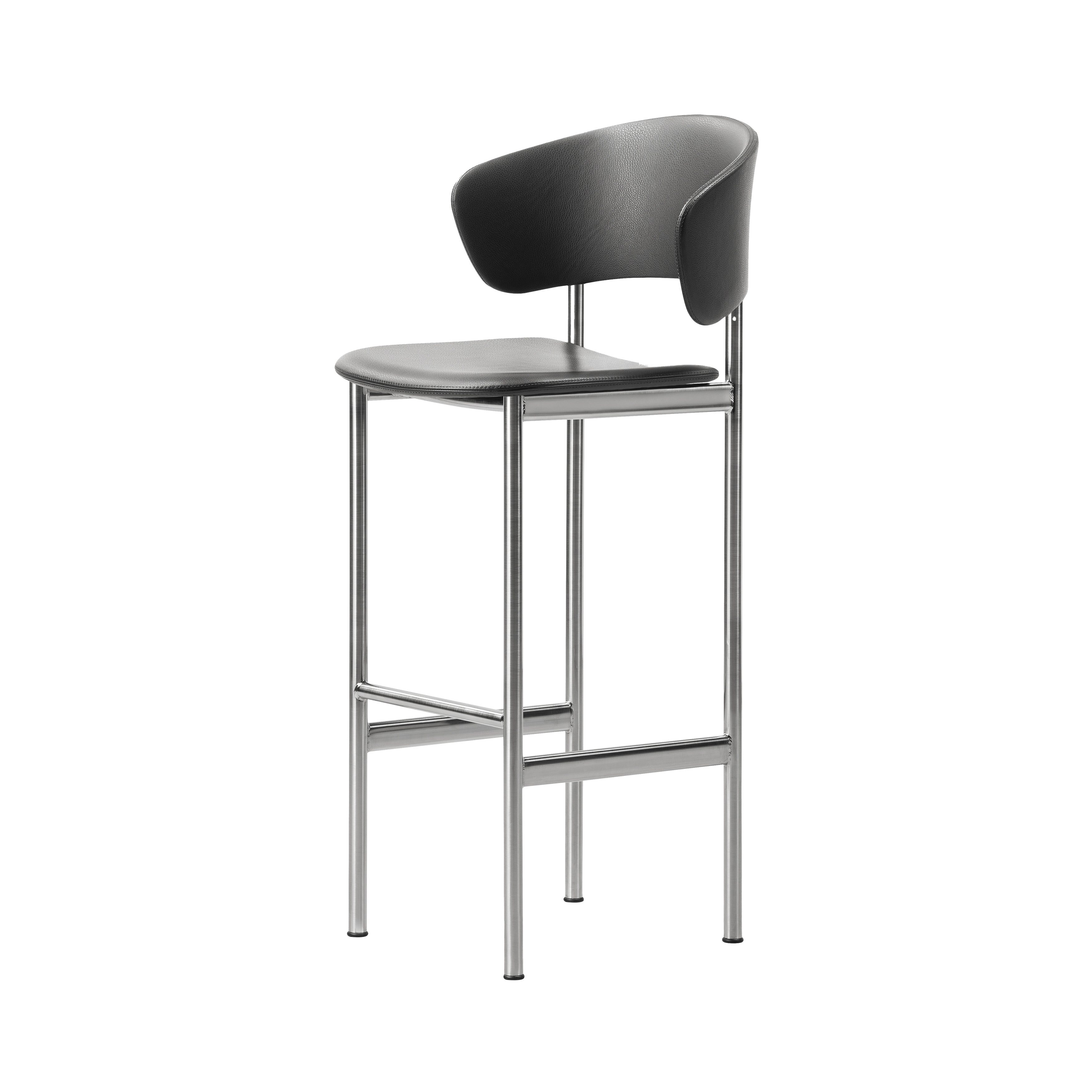 Plan Bar + Counter Stool with Armrest: Bar + Brushed Steel