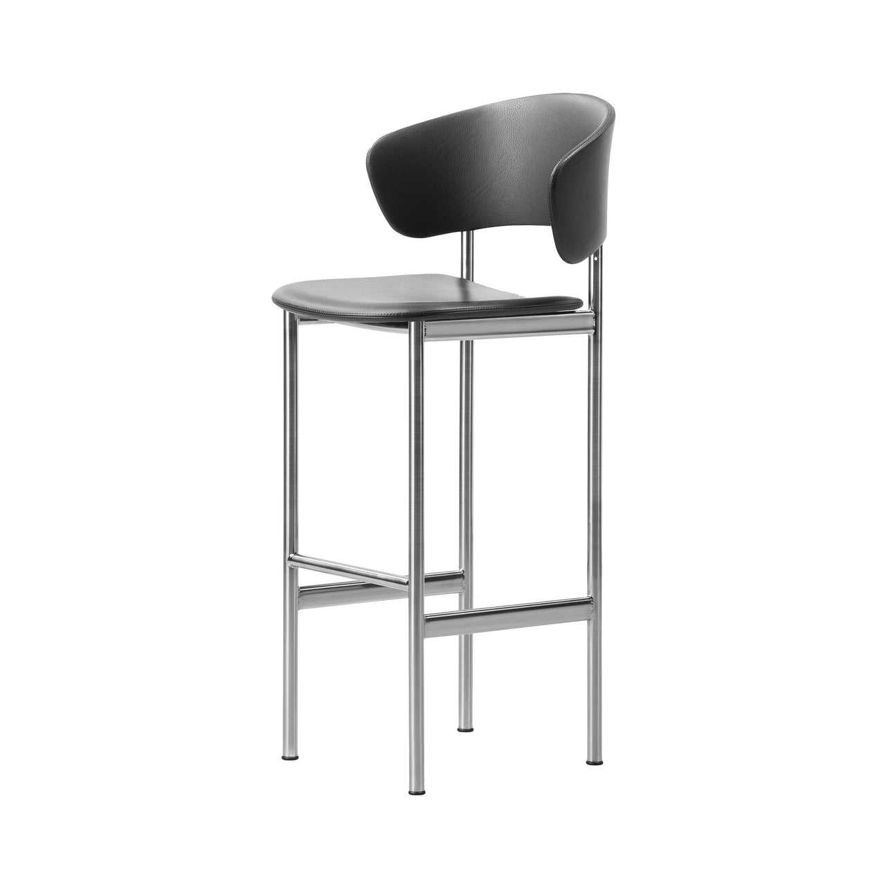 Plan Bar + Counter Stool with Armrest: Bar + Brushed Steel