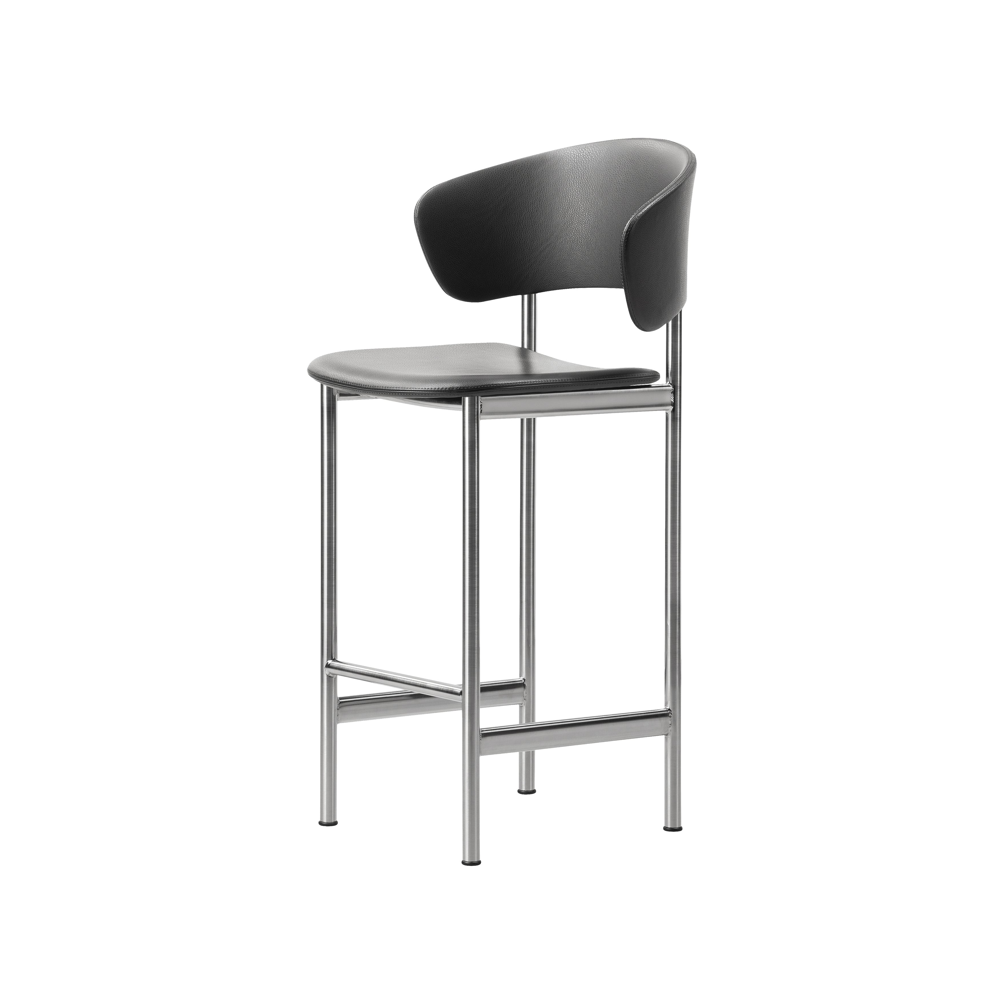 Plan Bar + Counter Stool with Armrest: Counter + Brushed Steel