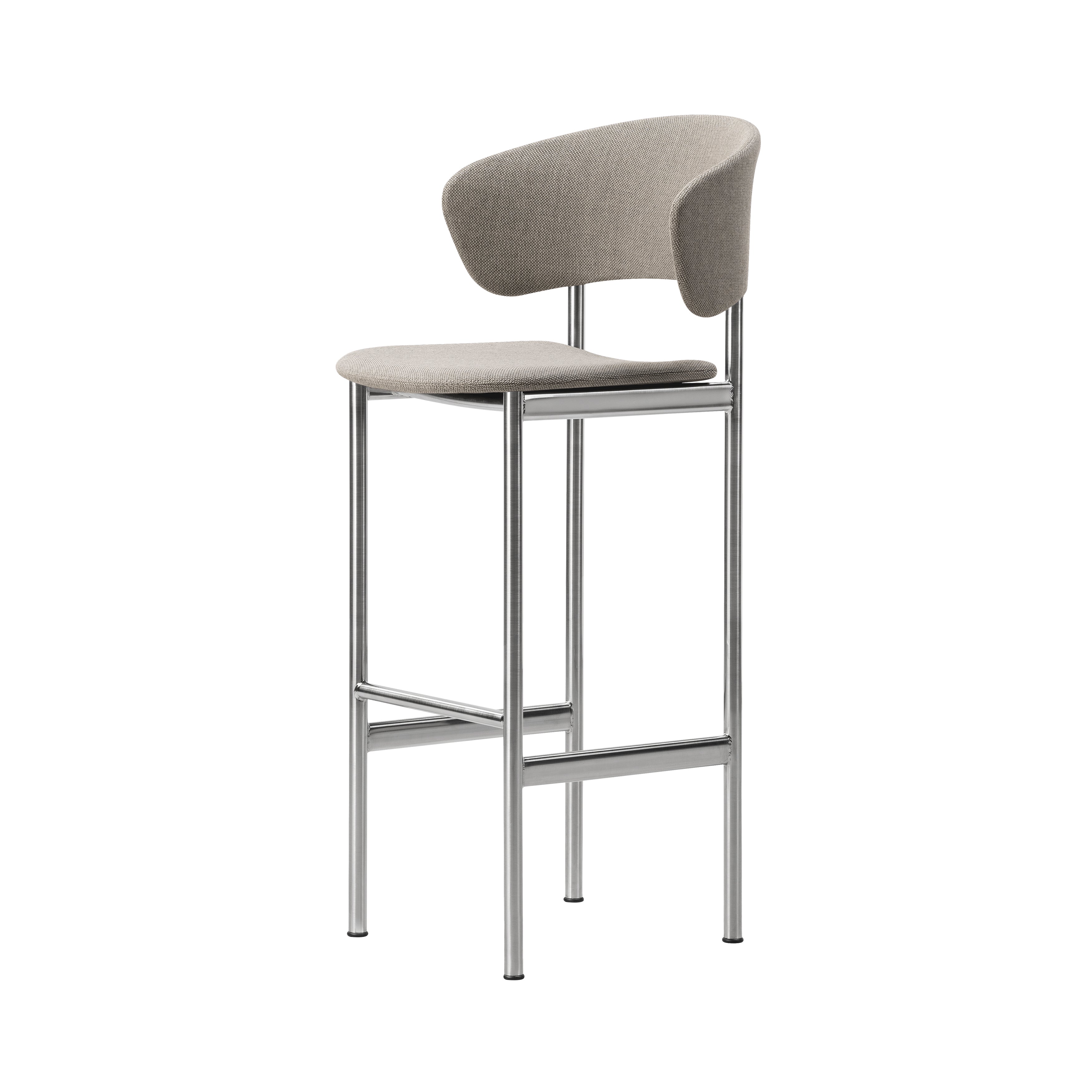 Plan Bar + Counter Stool with Armrest: Bar + Brushed Steel