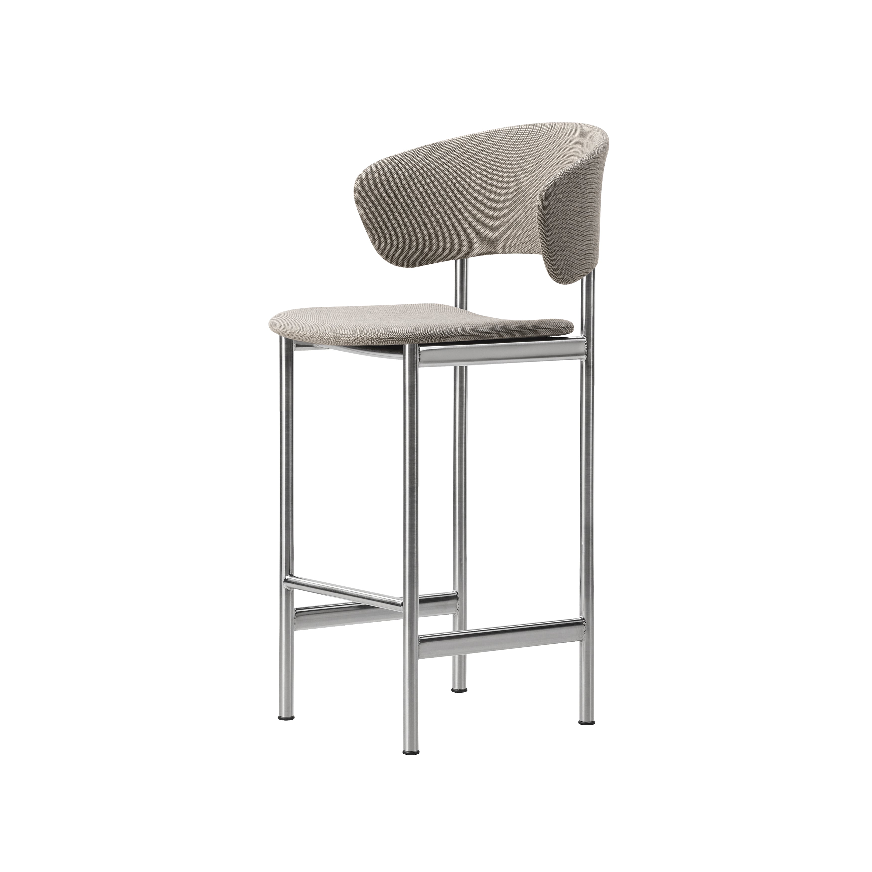 Plan Bar + Counter Stool with Armrest: Counter + Brushed Steel