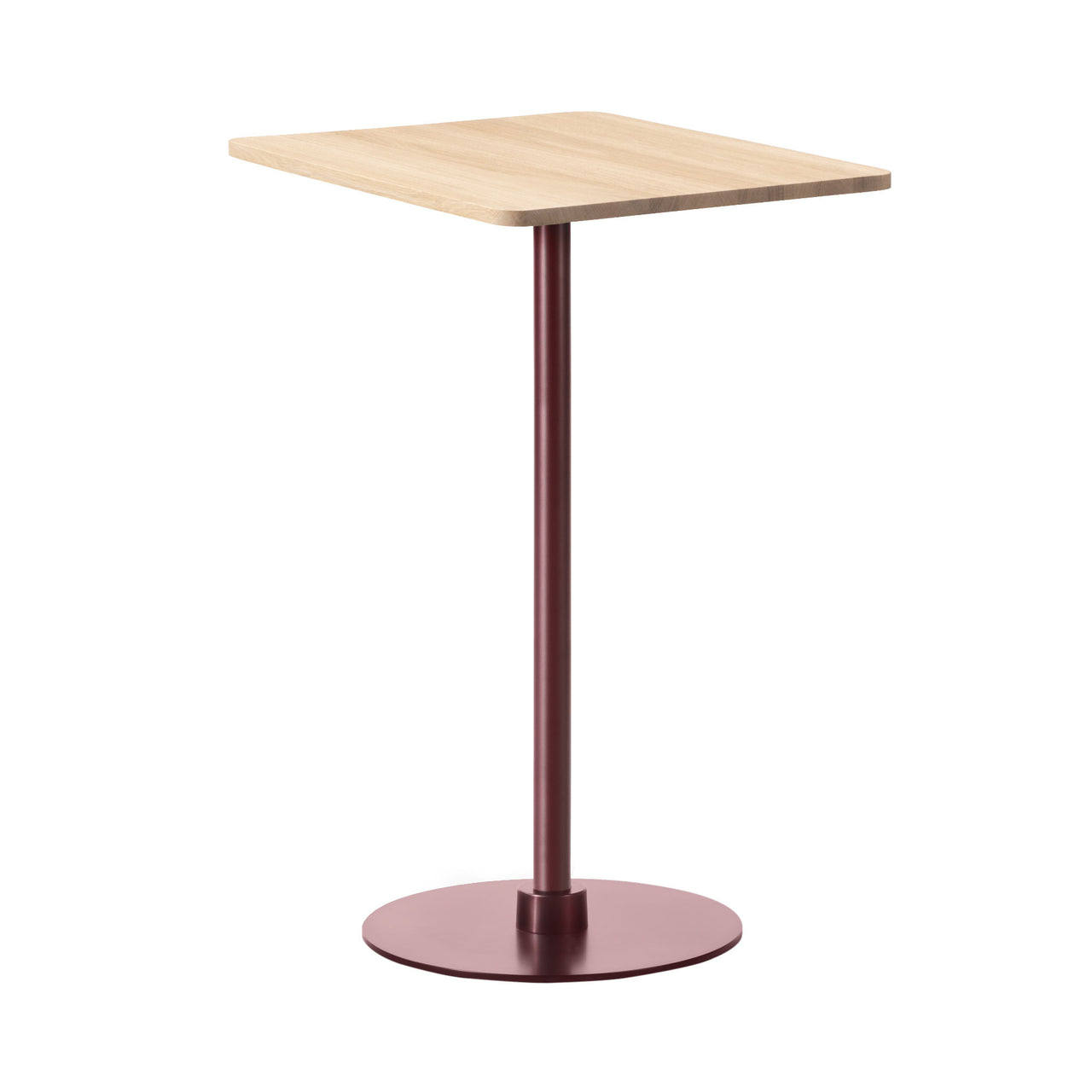 Plan Column  Bar + Counter Table: Rectangular + Bar + Oak Light Oiled + Bordeaux