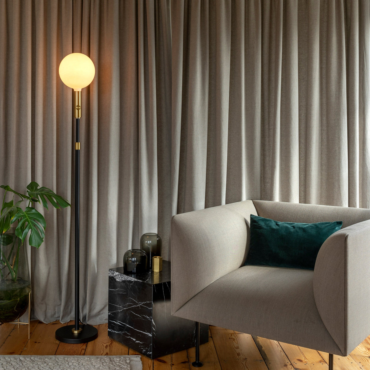 Poise Adjustable Floor Lamp with Sphere V LED Bulb