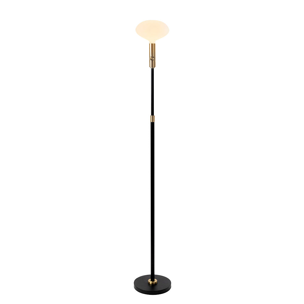 Poise Adjustable Floor Lamp with Sphere V LED Bulb: Brass + With Oval II Bulb