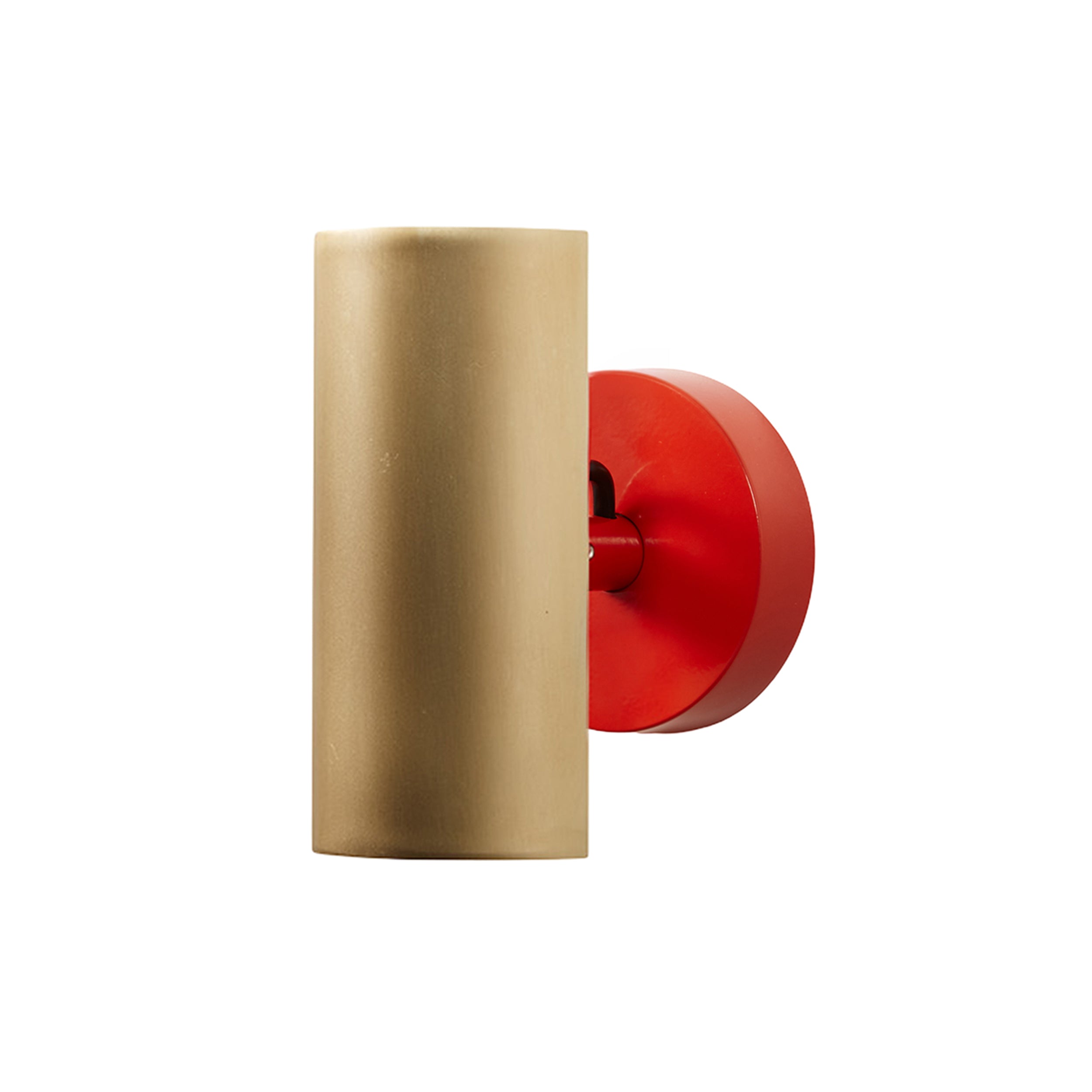 Brim Sconce: Round + Without Switch + Satin Brass + Vermilion