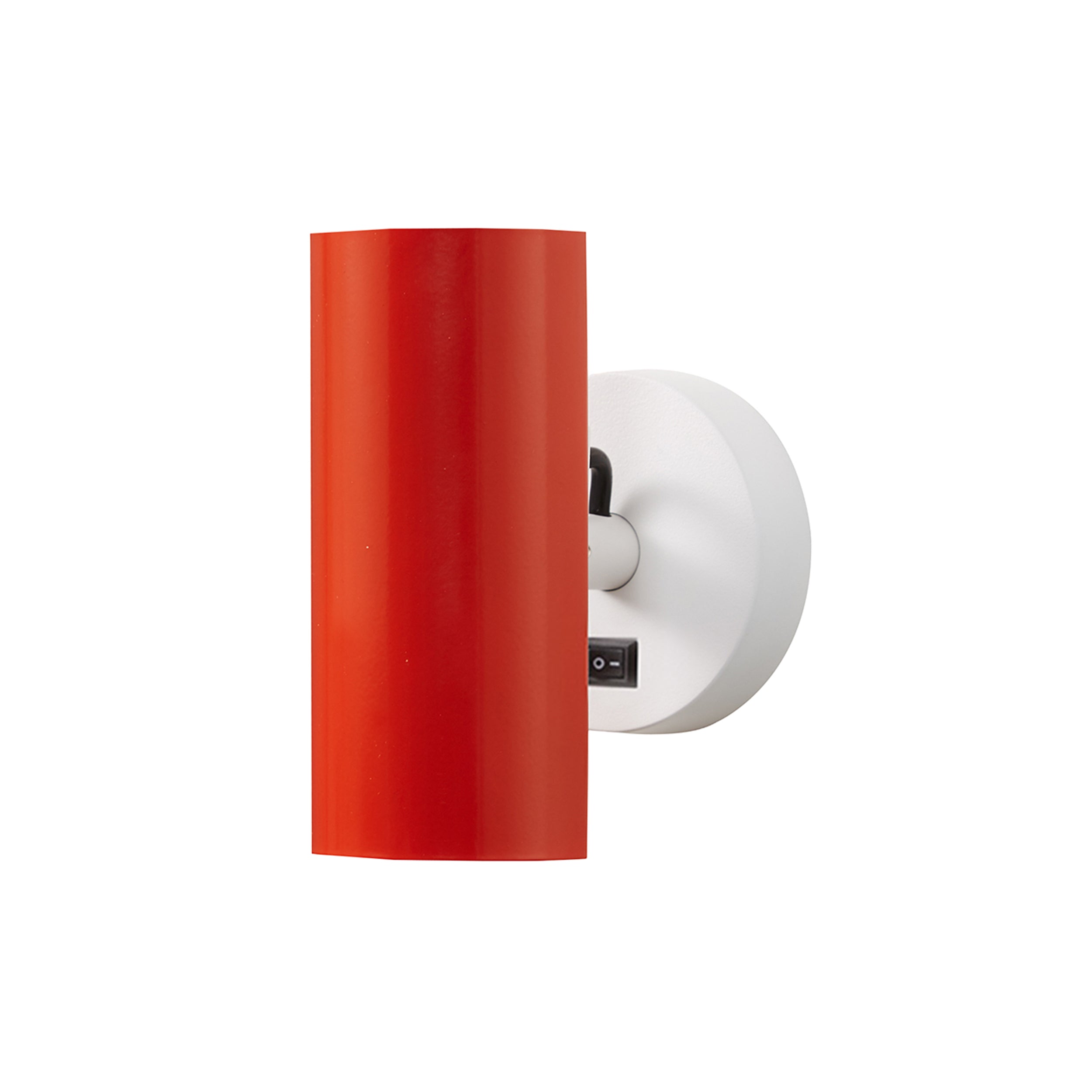 Brim Sconce: Round + With Switch + Vermilion + Matt White