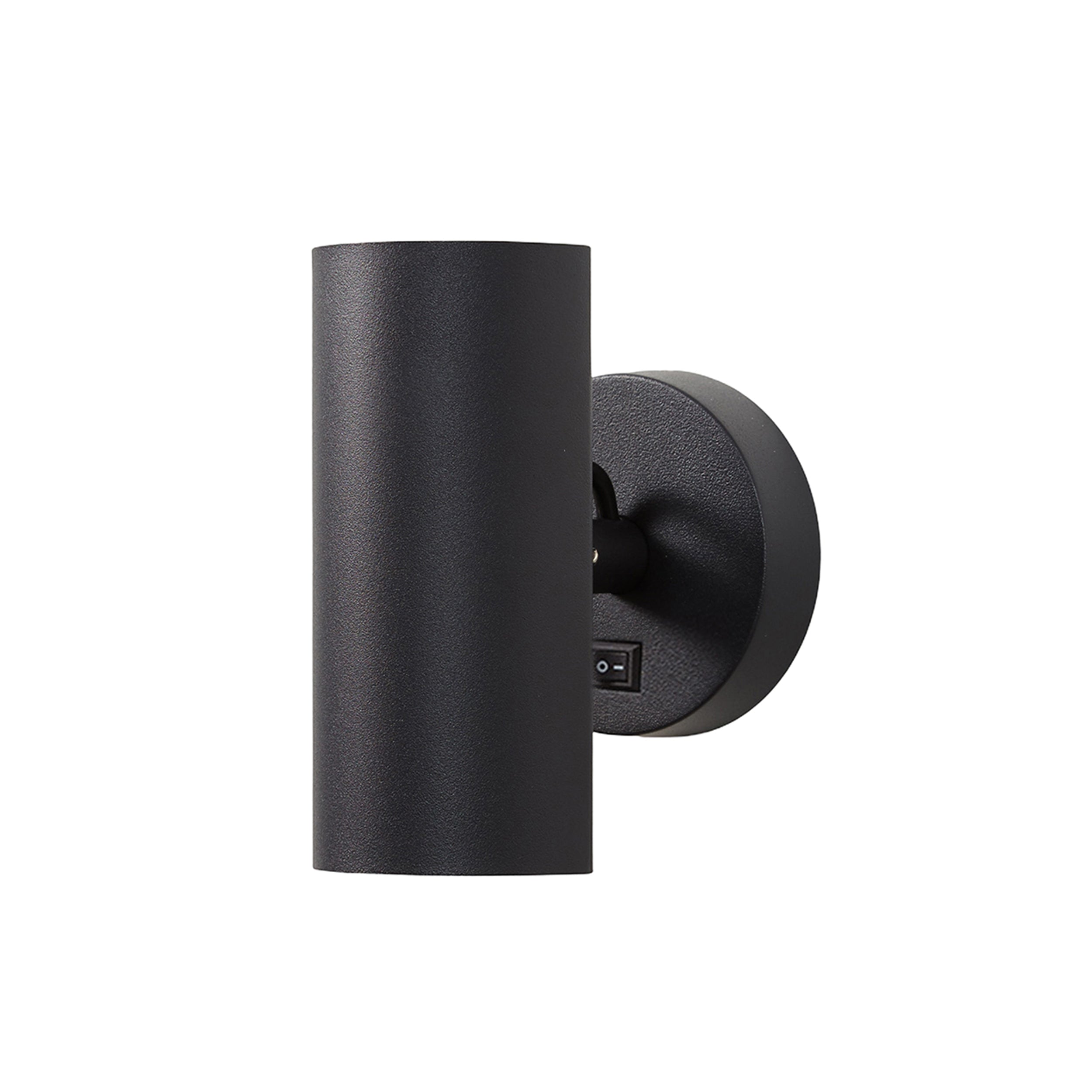 Brim Sconce: Round + With Switch + Matt Black