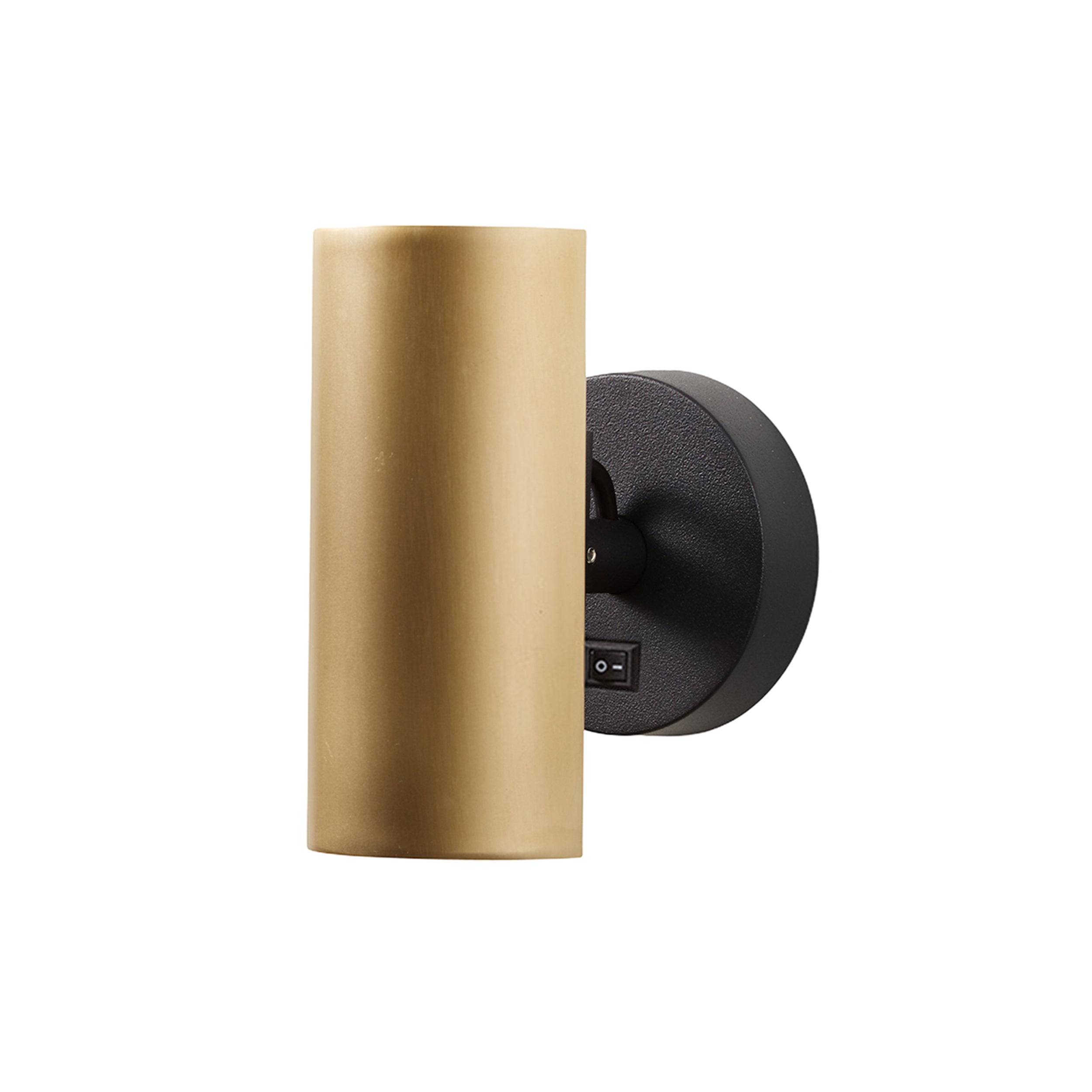 Brim Sconce: Round + With Switch + Satin Brass + Matt Black