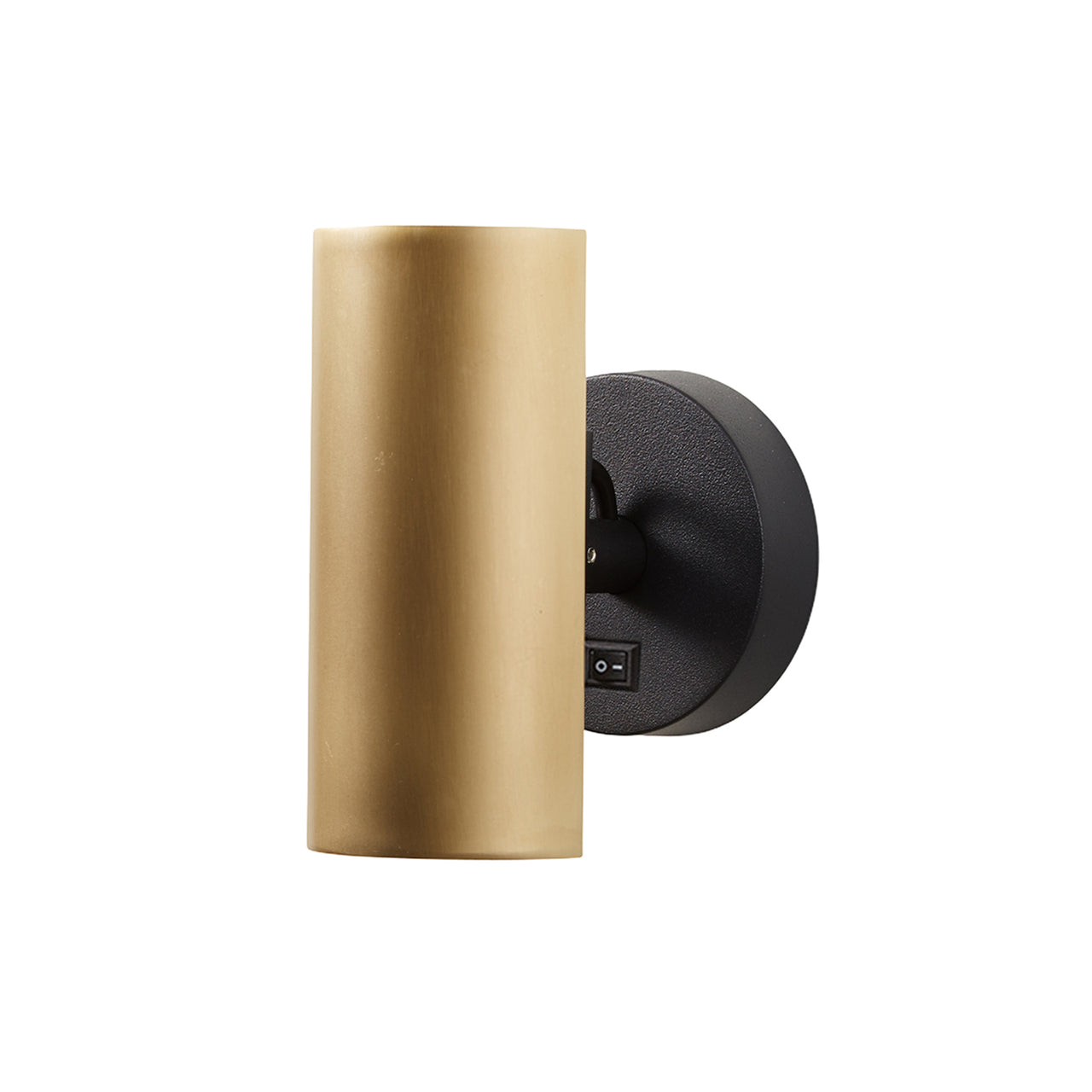 Brim Sconce: Round + With Switch + Satin Brass + Matt Black