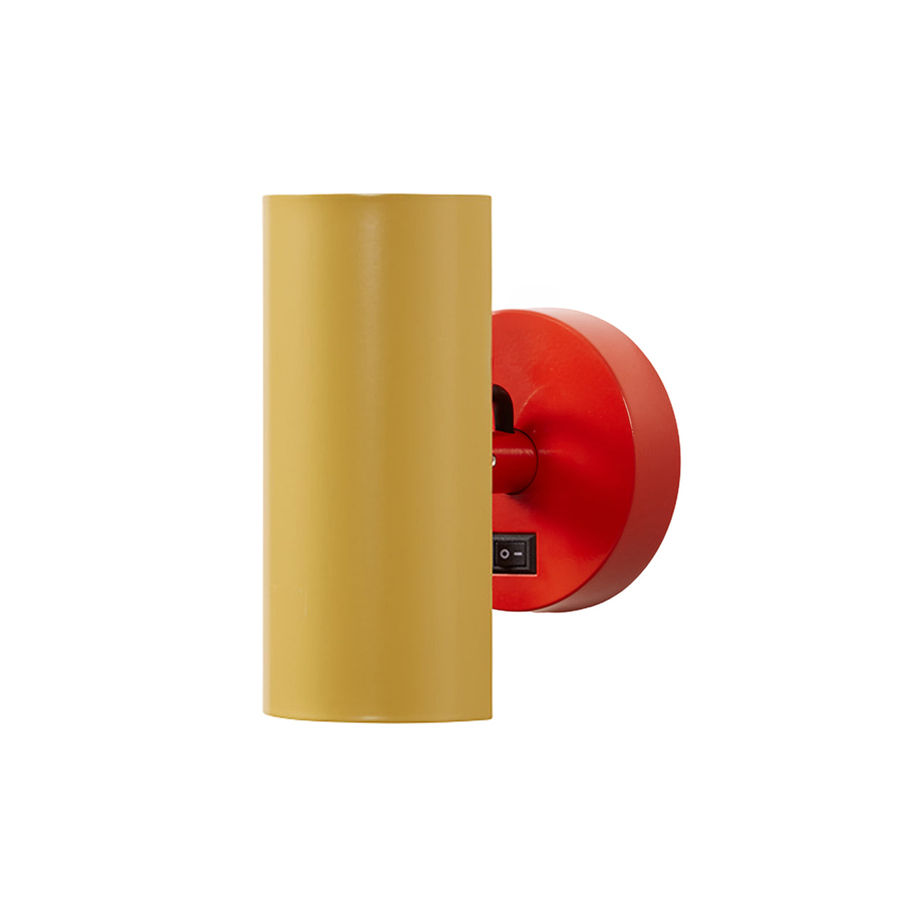 Brim Sconce: Round + With Switch + Ochre Yellow + Vermilion