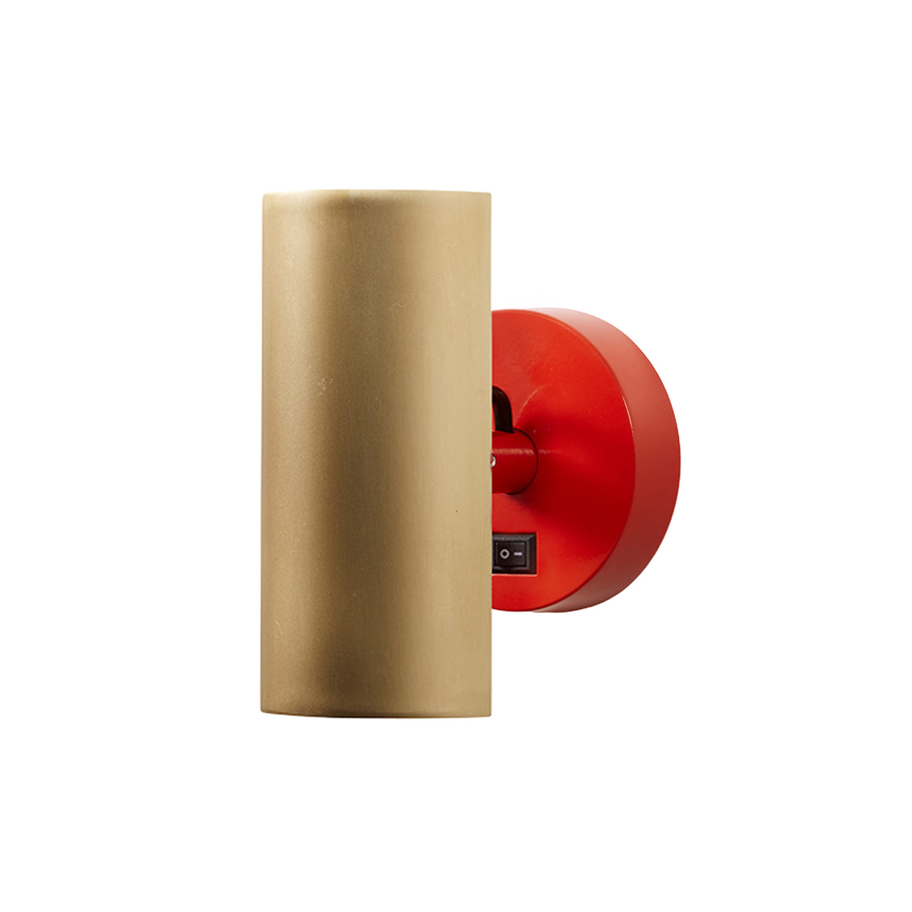 Brim Sconce: Round + With Switch + Satin Brass + Vermilion
