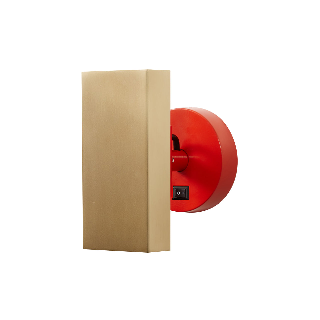 Brim Sconce: Square + With Switch + Satin Brass + Vermilion