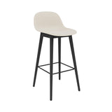 Fiber Bar + Counter Stool with Backrest: Wood Base + Upholstered + Bar + Black