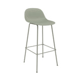 Fiber Bar + Counter Stool with Backrest: Tube Base + Bar + Dusty Green