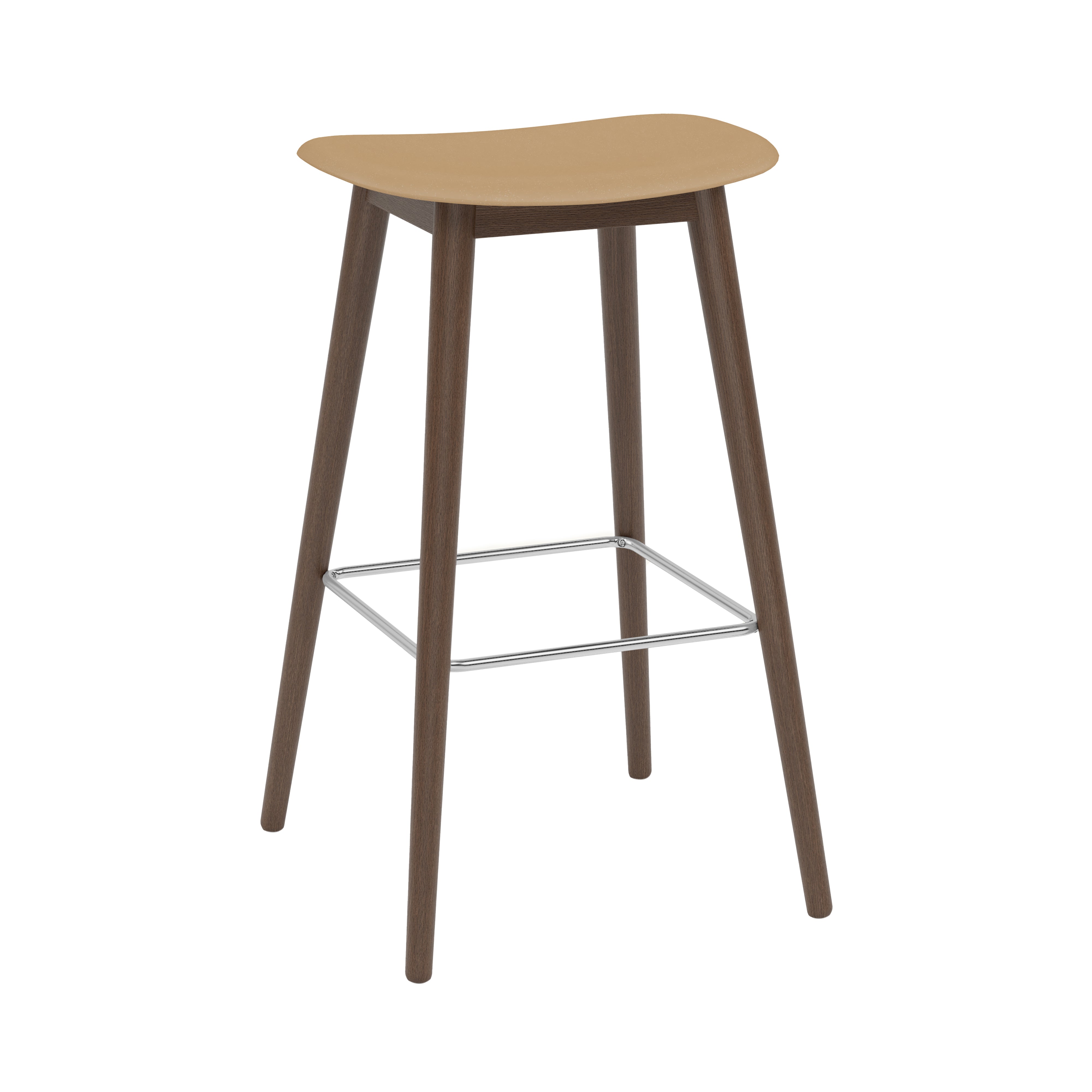 Fiber Bar + Counter Stool: Wood Base + Bar + Stained Dark Brown + Ochre