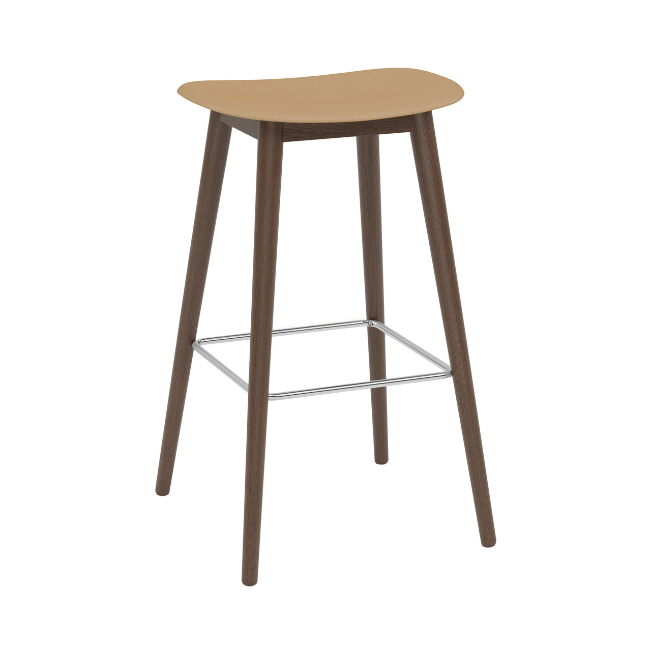 Fiber Bar + Counter Stool: Wood Base + Bar + Stained Dark Brown + Ochre