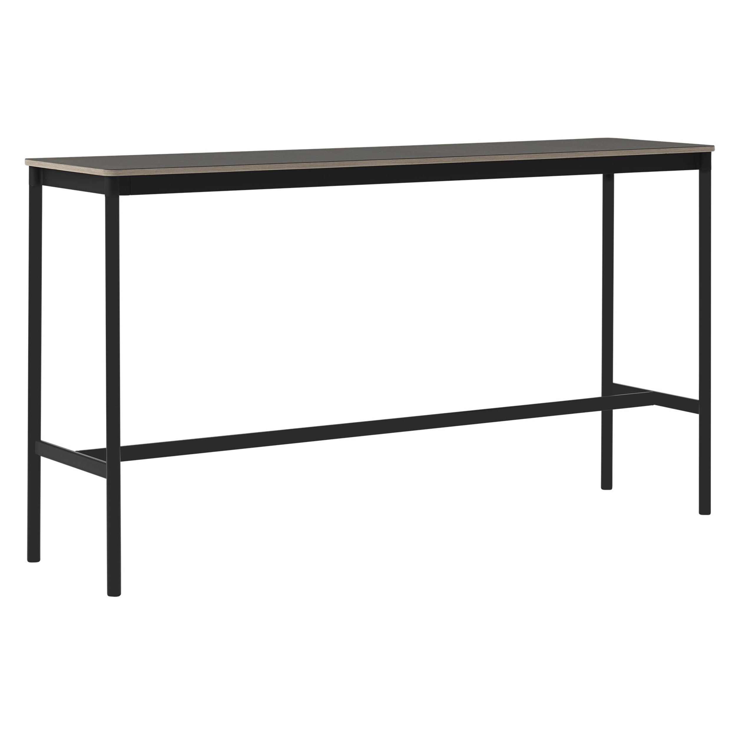 Base High Table: 190 + High + Narrow + Black + Black Laminate + Plywood Edge