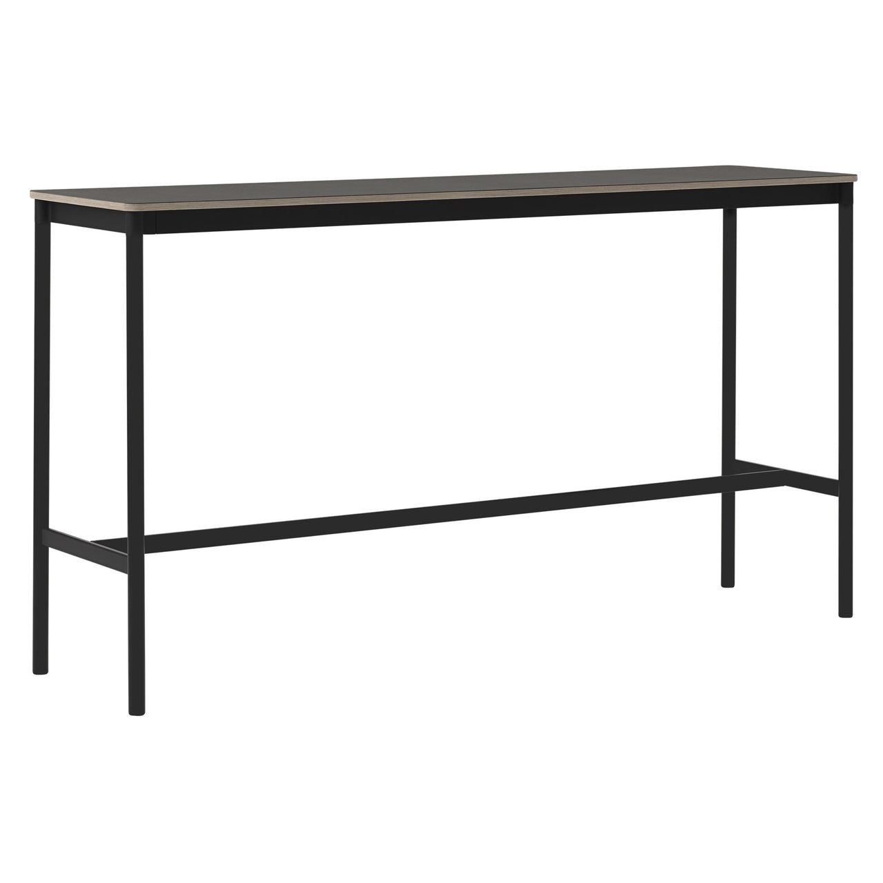 Base High Table: 190 + High + Narrow + Black + Black Laminate + Plywood Edge