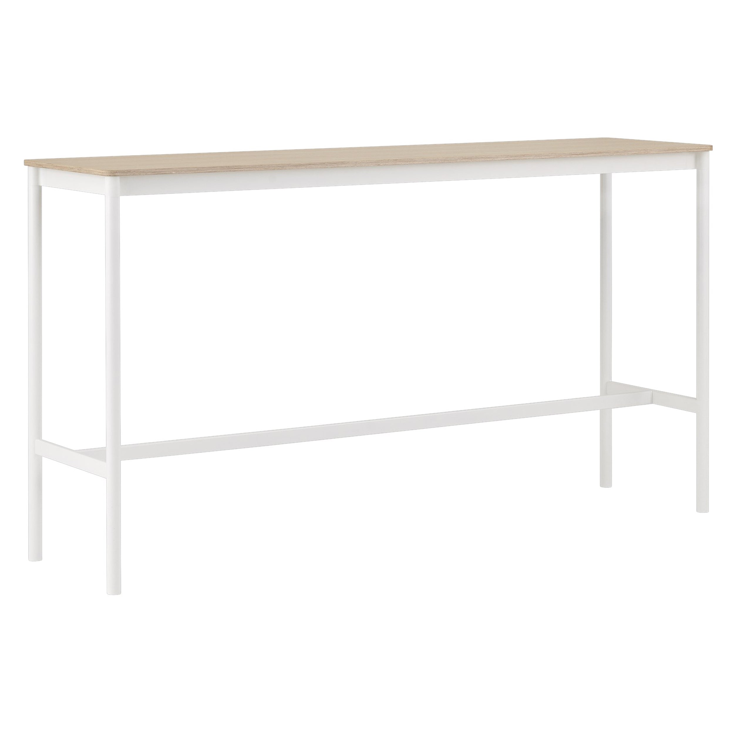 Base High Table: 190 + High + Narrow + White + Oak Veneer + Plywood Edge