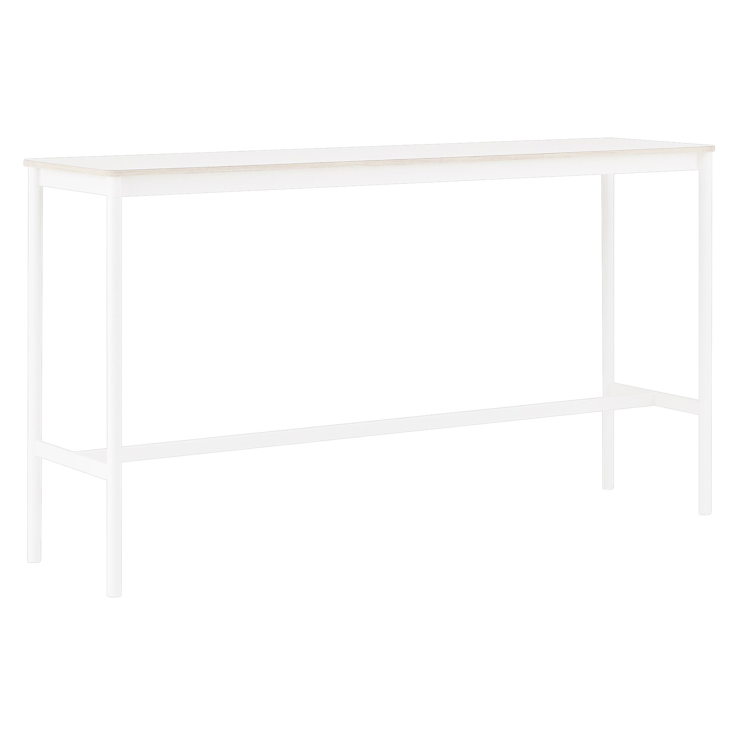 Base High Table: 190 + High + Narrow + White + White Laminate + Plywood Edge