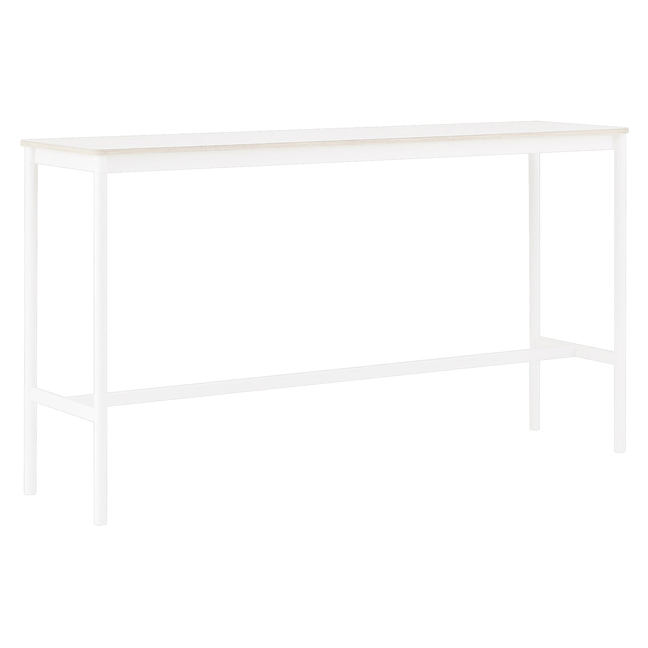 Base High Table: 190 + High + Narrow + White + White Laminate + Plywood Edge