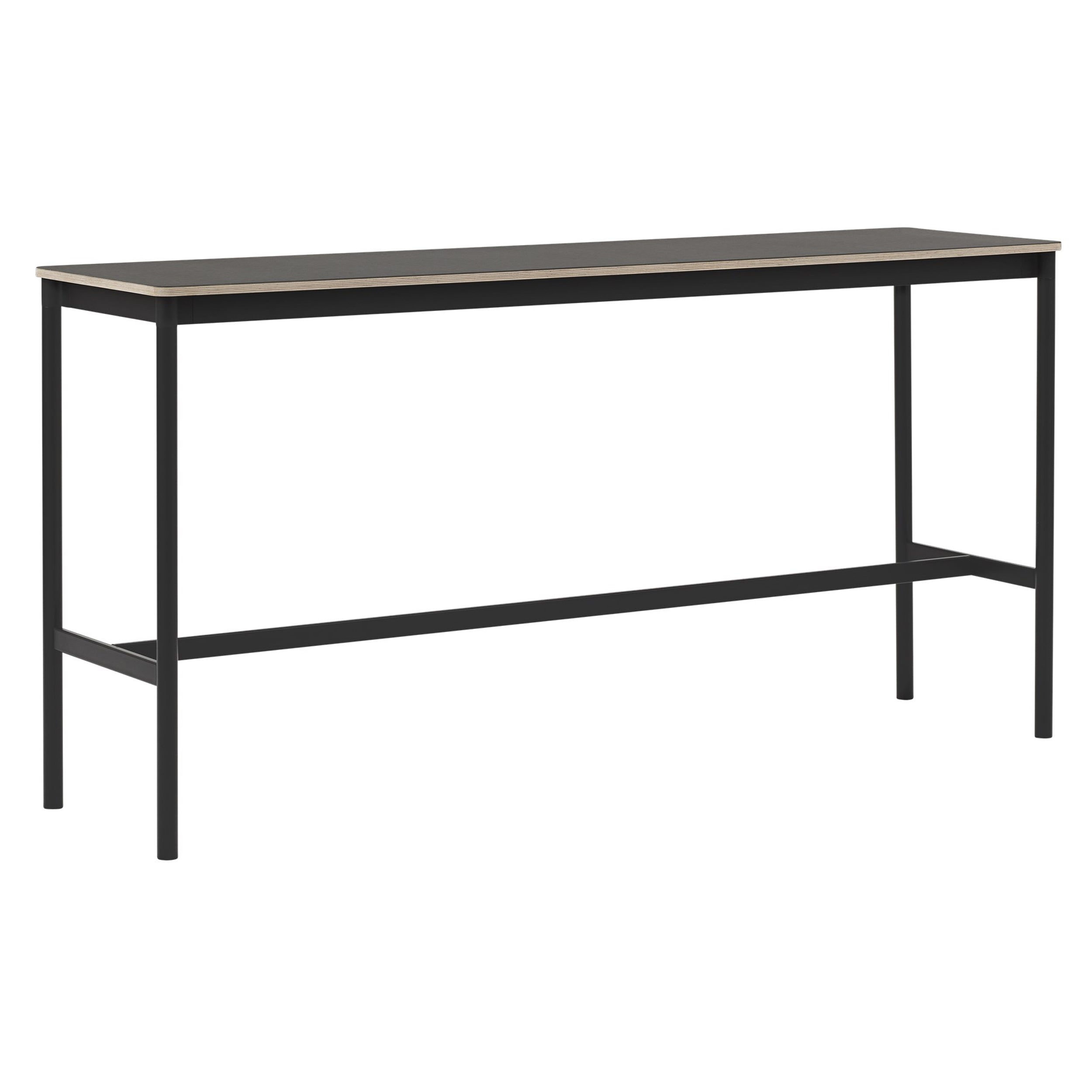 Base High Table: 190 + Low + Narrow + Black + Black Nanolaminate + Plywood Edge