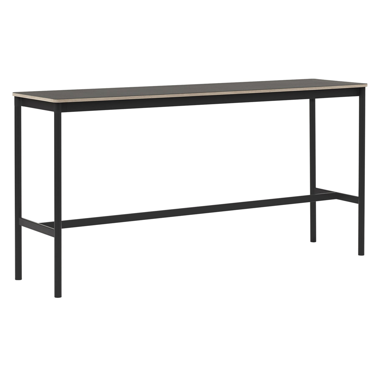 Base High Table: 190 + Low + Narrow + Black + Black Nanolaminate + Plywood Edge
