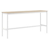 Base High Table: 190 + Low + Narrow + White + Oak Veneer + Plywood Edge