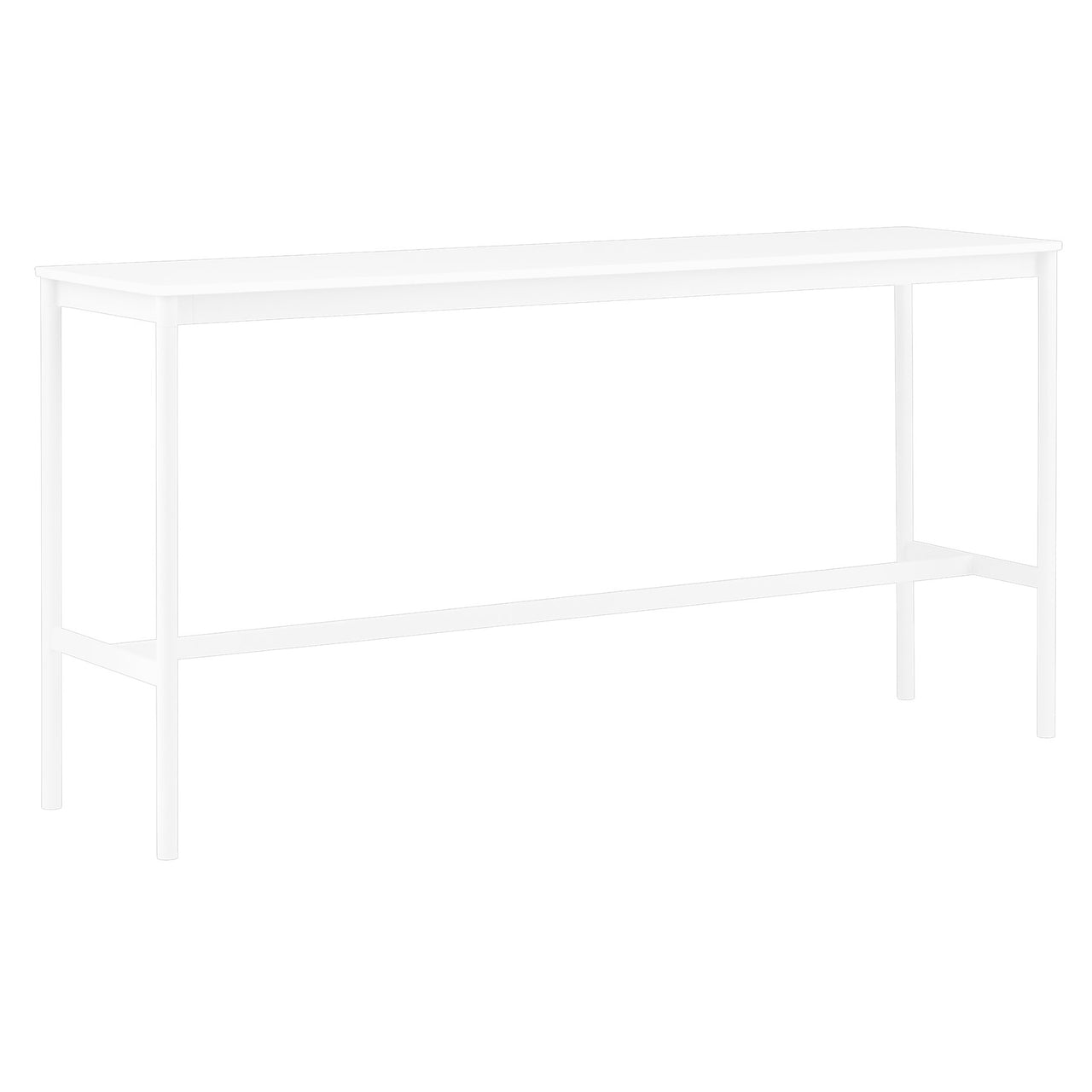 Base High Table: 190 + Low + Narrow + White + White Laminate + White ABS Edge