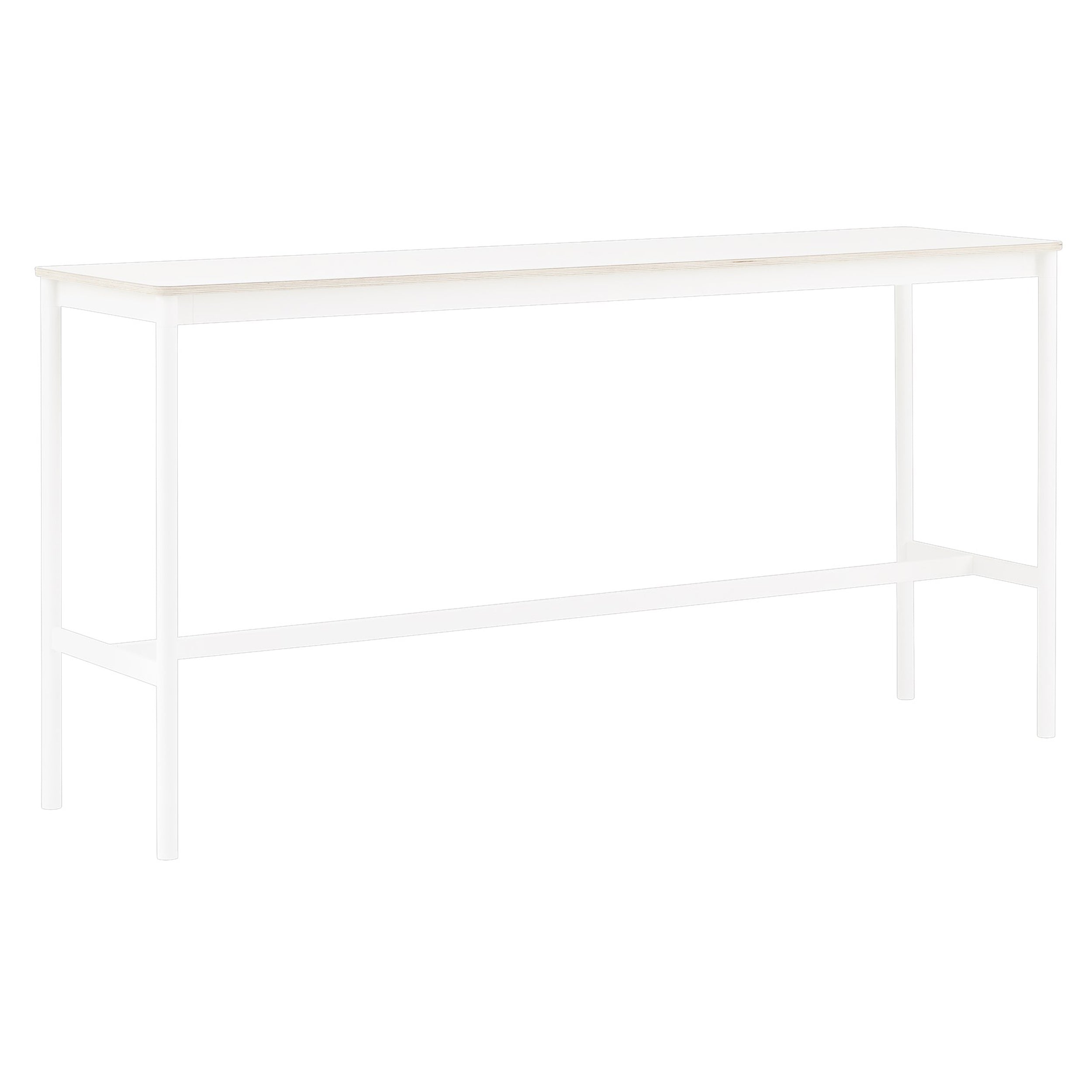 Base High Table: 190 + Low + Narrow + White + White Laminate + Plywood Edge