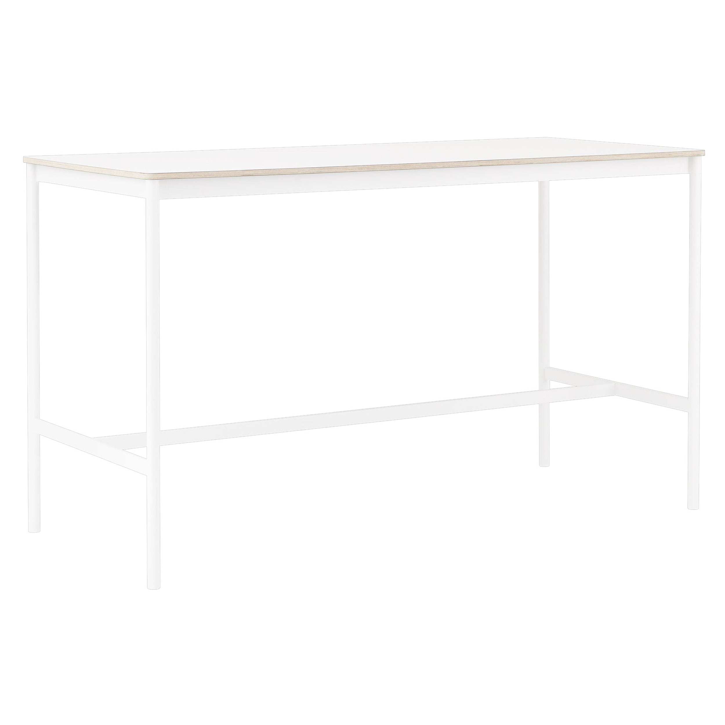 Base High Table: 190 + High + Wide + White + White Laminate + Plywood Edge
