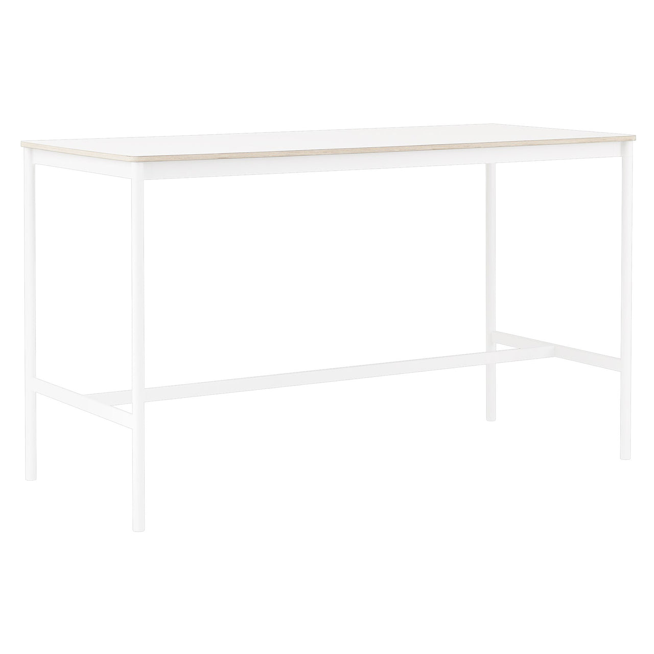 Base High Table: 190 + High + Wide + White + White Laminate + Plywood Edge