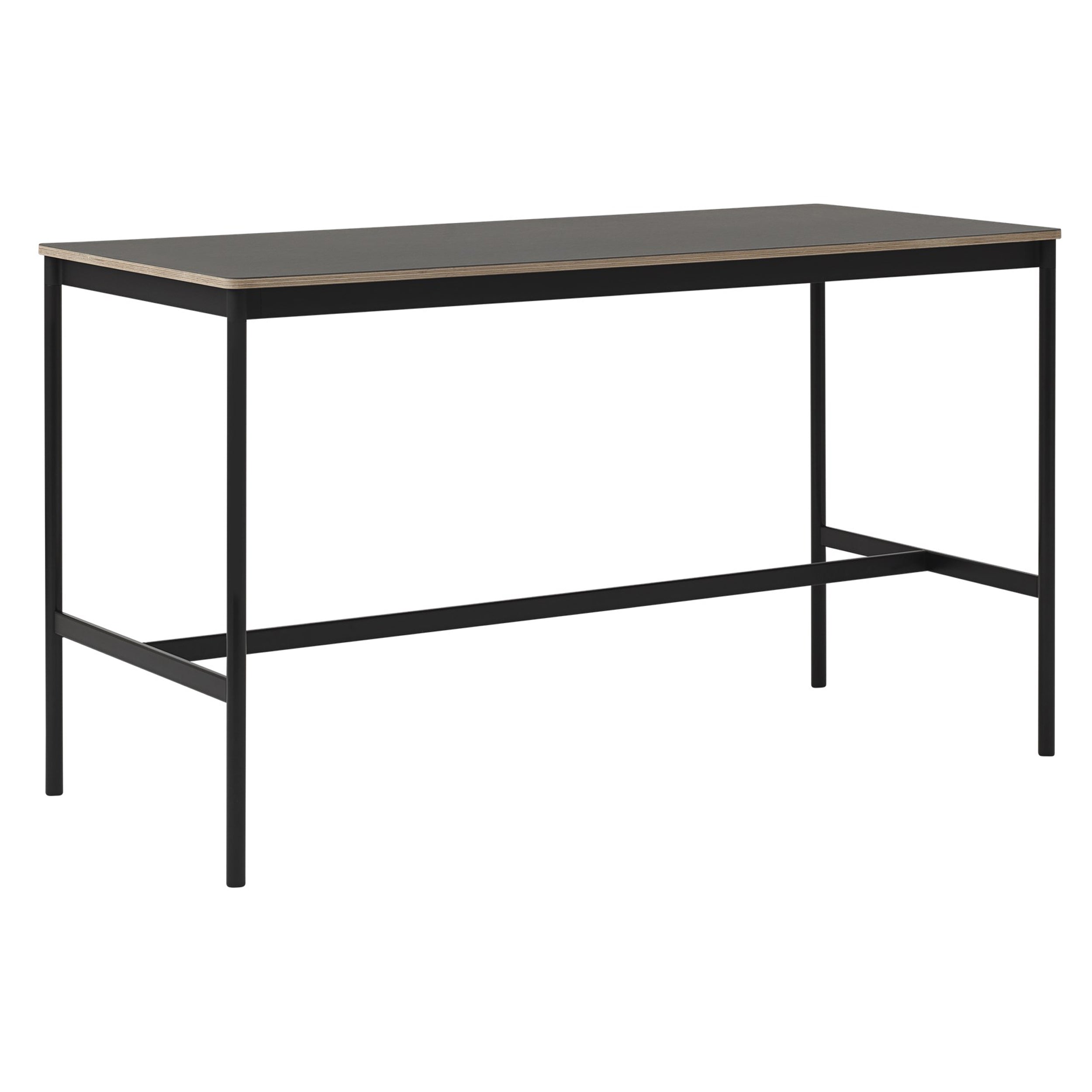 Base High Table: 190 + Low + Wide + Black + Black Laminate + Plywood Edge