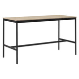 Base High Table: 190 + Low + Wide + Black + Oak Veneer + Plywood Edge