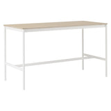 Base High Table: 190 + Low + Wide + White + Oak Veneer + Plywood Edge