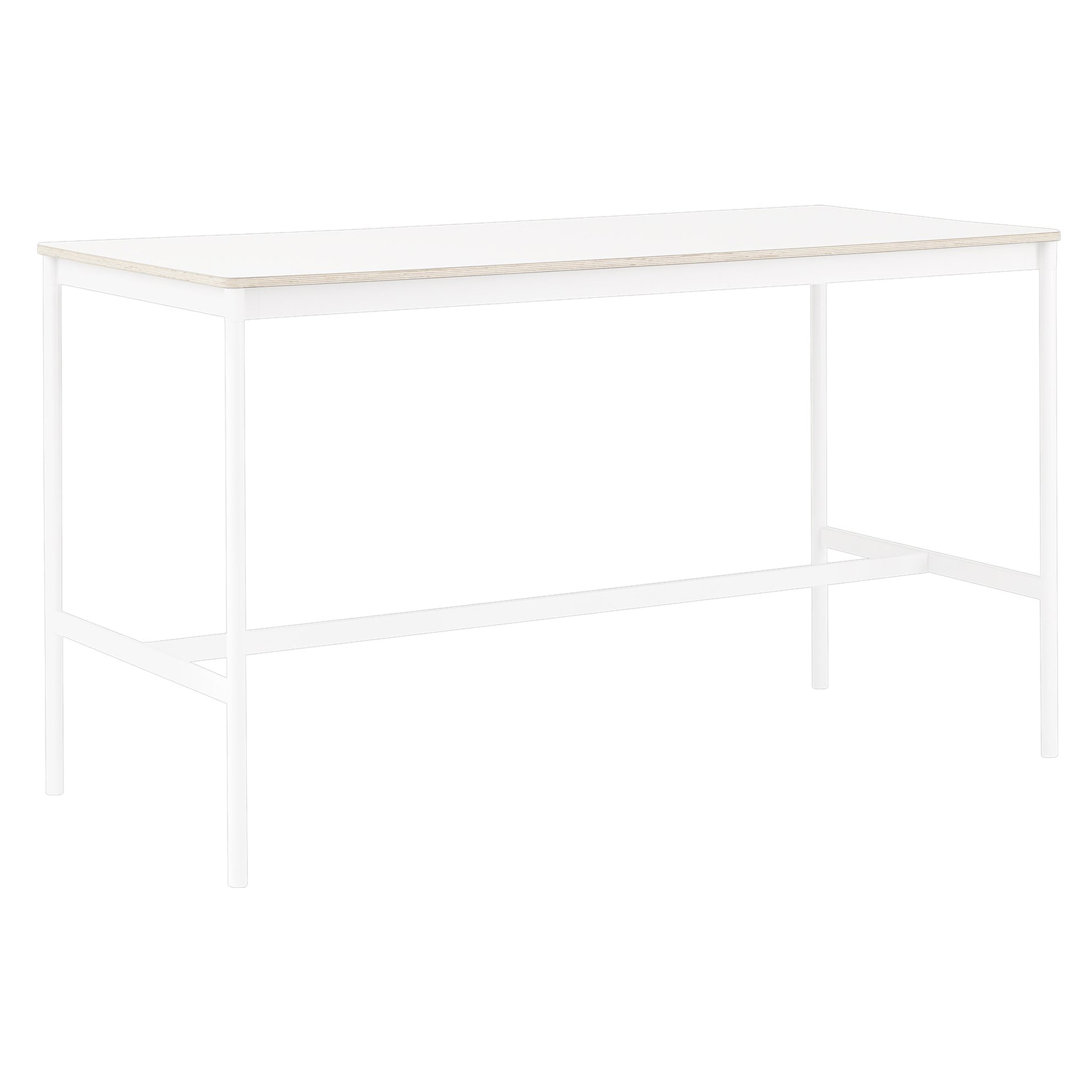Base High Table: 190 + Low + Wide + White + White Laminate + Plywood Edge