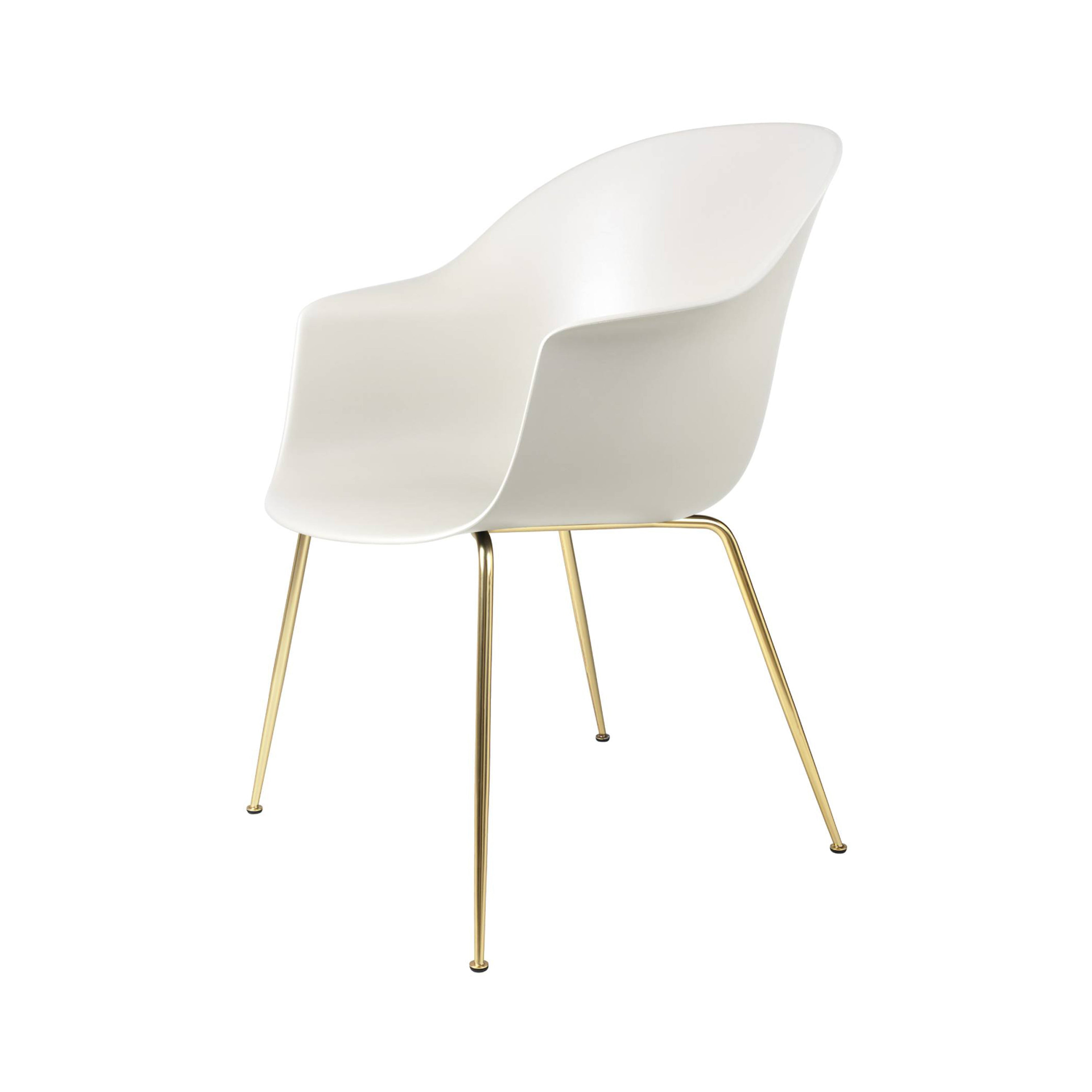 Bat Dining Chair: Conic Base + Alabaster White + Brass Semi Matt