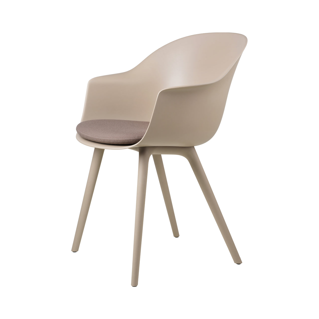 Bat Outdoor Dining Chair: Plastic Base + New Beige + With Cushion