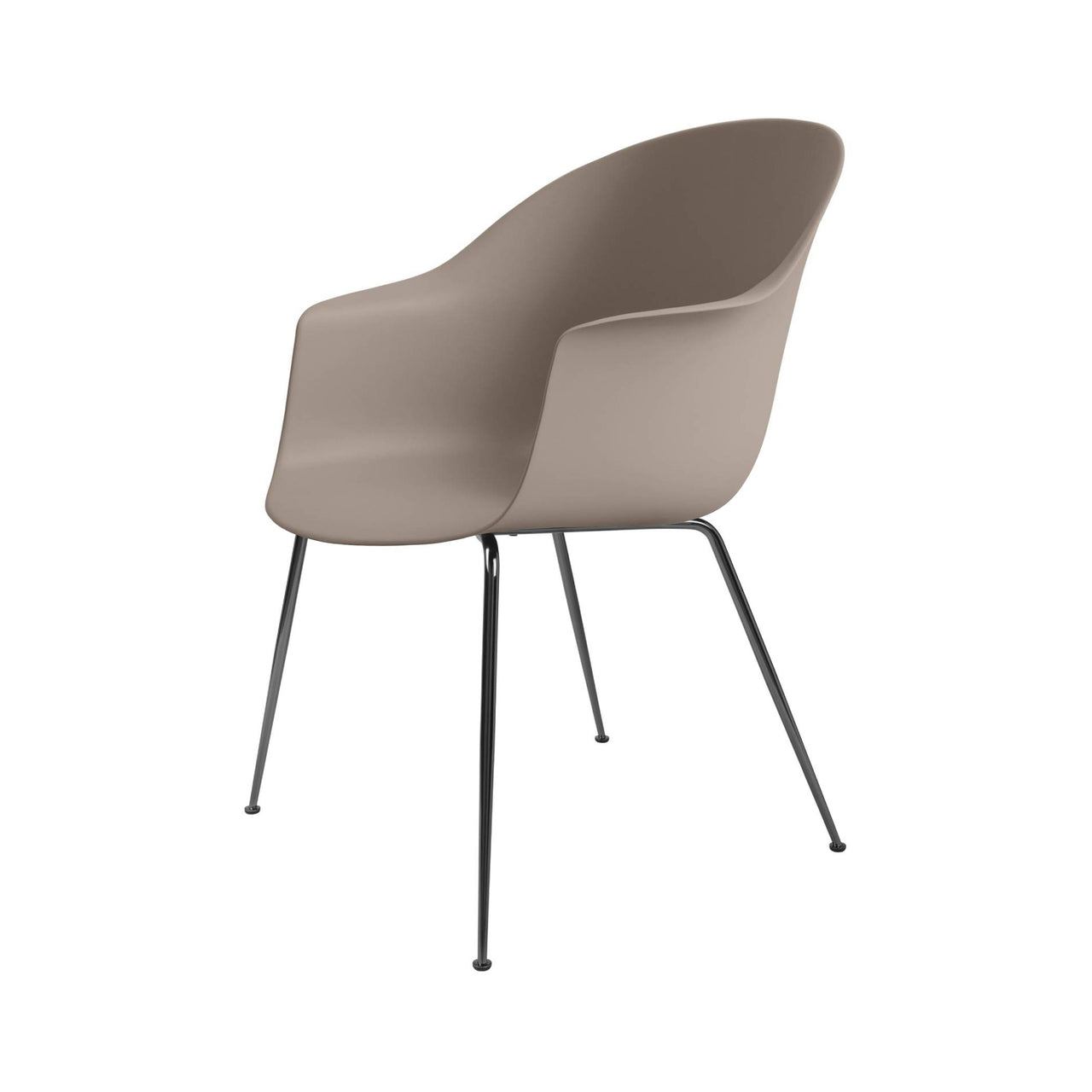 Bat Dining Chair: Conic Base + New Beige + Black Chrome