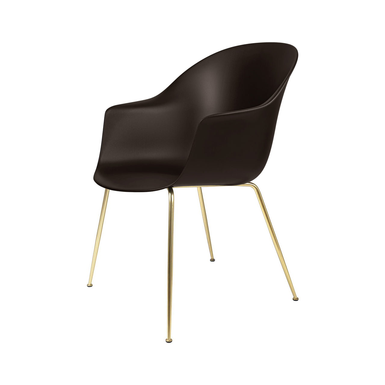Bat Dining Chair: Conic Base + Mocha Brown + Brass Semi Matt