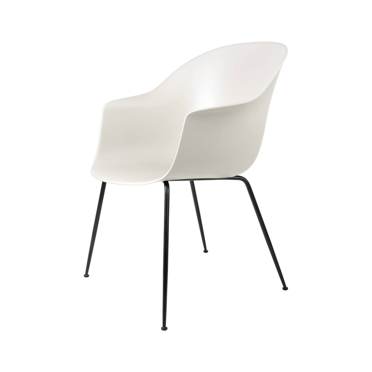 Bat Dining Chair: Conic Base + Alabaster White + Black Matt