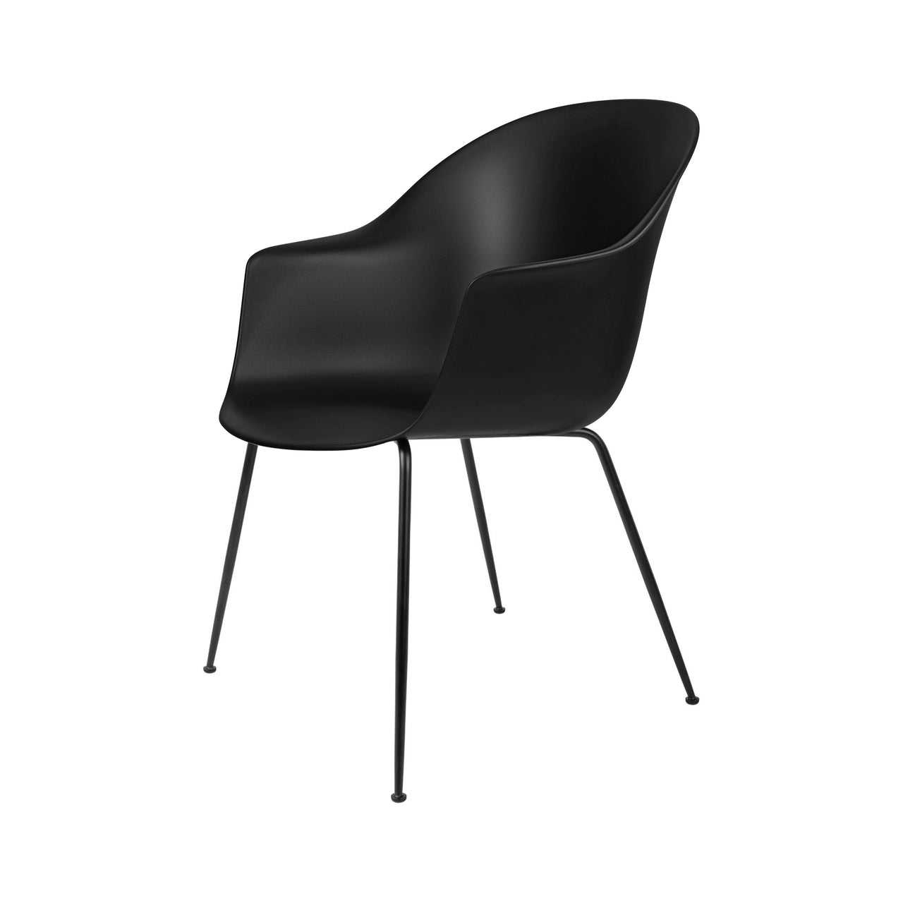 Bat Dining Chair: Conic Base + Black + Black Matt